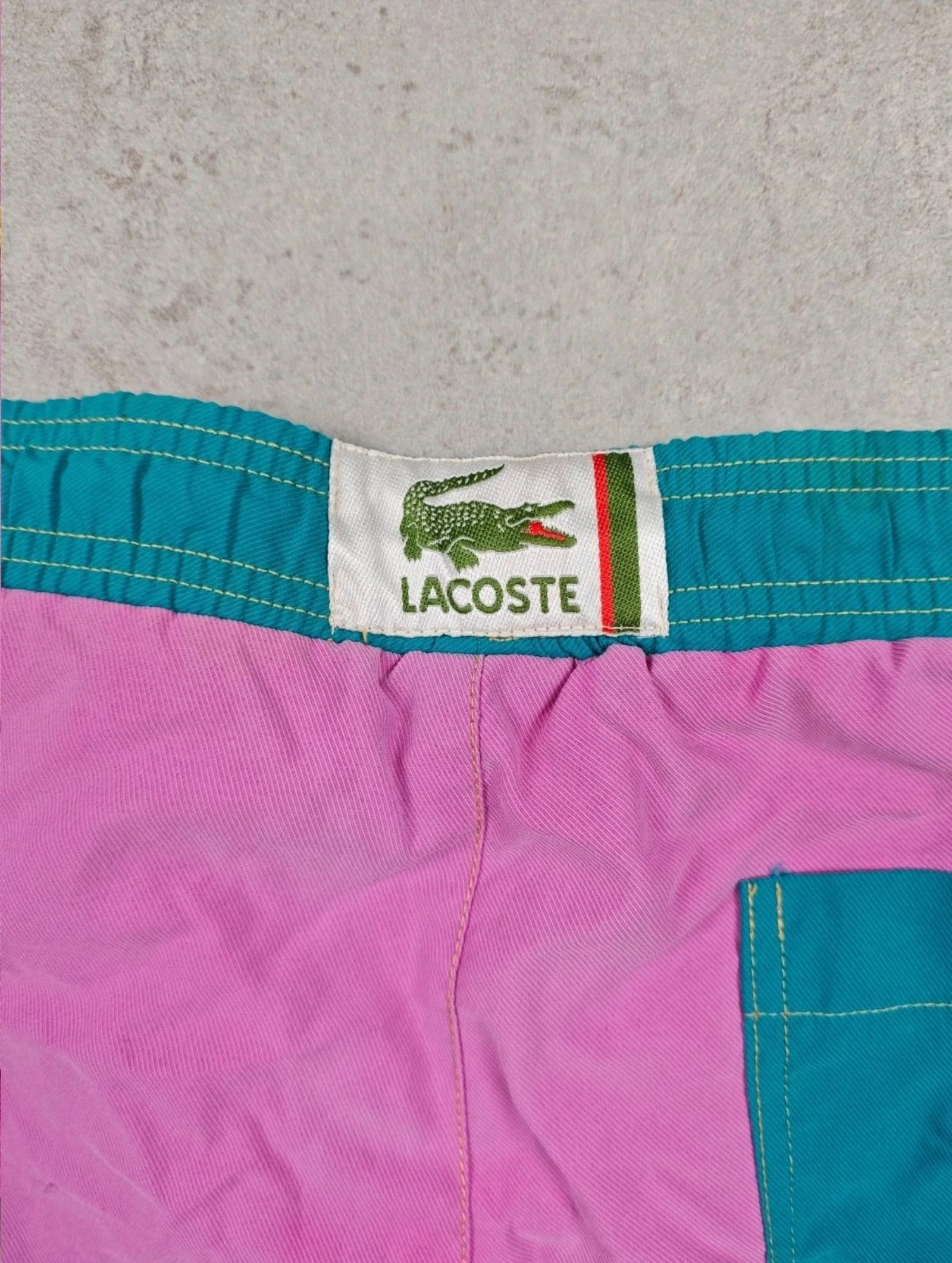 Lacoste Vintage Swim Shorts Colorblock Pink Teal Old Money Preppy Y2K 90s Retro Beachwear  XL – photo 6